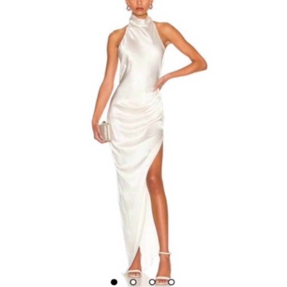 Elegant White Halter Neck Dress